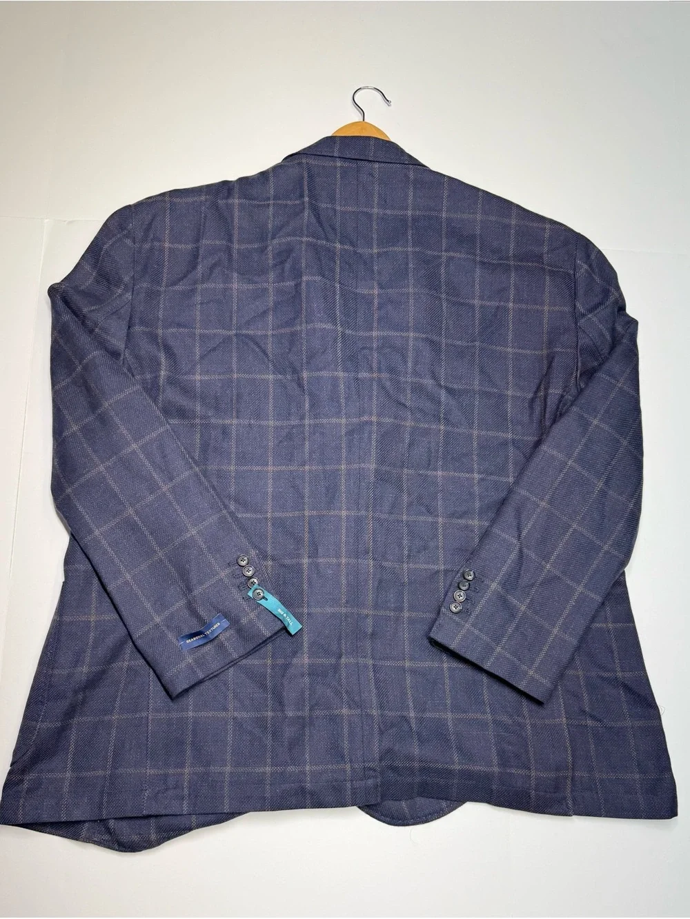 Stanford Men’s Blazer 58L Bat Fit Big Tall Plaid Navy Window Wrinkle RecoveryNWT